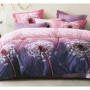 Pościel 3D Satyna Bawełniana 220/200 z Prześcieradłem Fioletowa Dmucha...