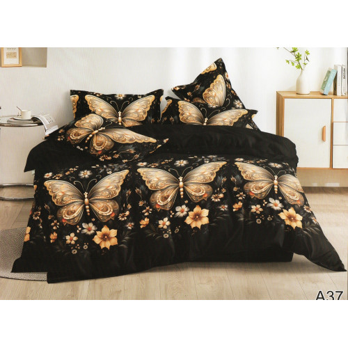 Pościel 3D Satyna Bawełniana 160/200 Z Prześcieradłem Złote Motyle