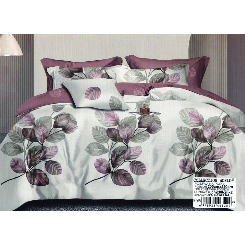 Pościel 220x200 Dwustronna Bawełna Satynowa Collection World Liście