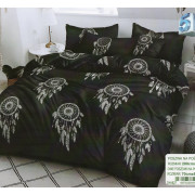 Pościel 3D Satyna Bawełniana 220/200 3cz Czarna Łapacze Snów