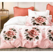 Pościel 3D Satyna Bawełniana 160/200 Z Prześcieradłem Róże