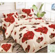 Pościel 3D Satyna Bawełniana 160/200 3cz Serca Róże