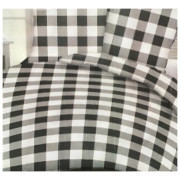 Komplet Pościeli Z Kory 100% Bawełna 160x200 Krata Szara