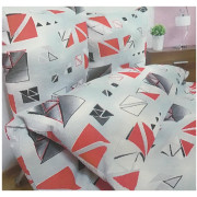 Komplet Pościeli Z Kory 100% Bawełna 160x200 Grafika Trójkąty Czerwone