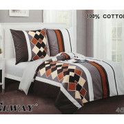 Pościel Dwustronna Bawełniana Elway 140/200 Grafika Romby Pasy