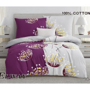 Pościel Dwustronna Bawełniana Elway 140/200 Dmuchawce Fioletowo Szara