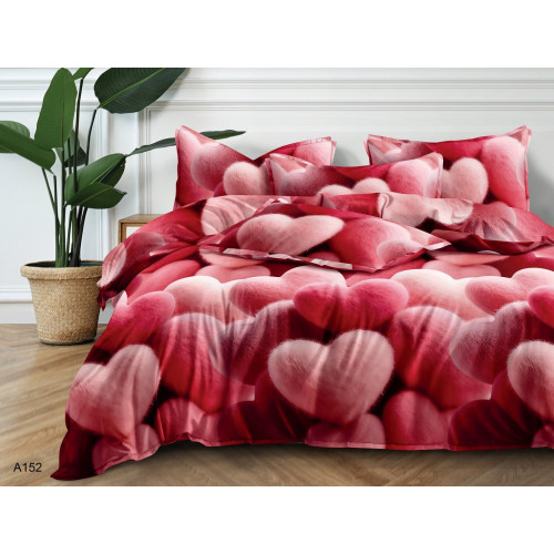 Pościel 3D Satyna Bawełniana 160/200 3cz Różowe Serca