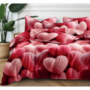 Pościel 3D Satyna Bawełniana 160/200 3cz Różowe Serca