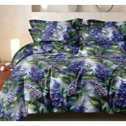 Pościel 3D Satyna Bawełniana 160/200 3cz Fioletowe Kwiaty