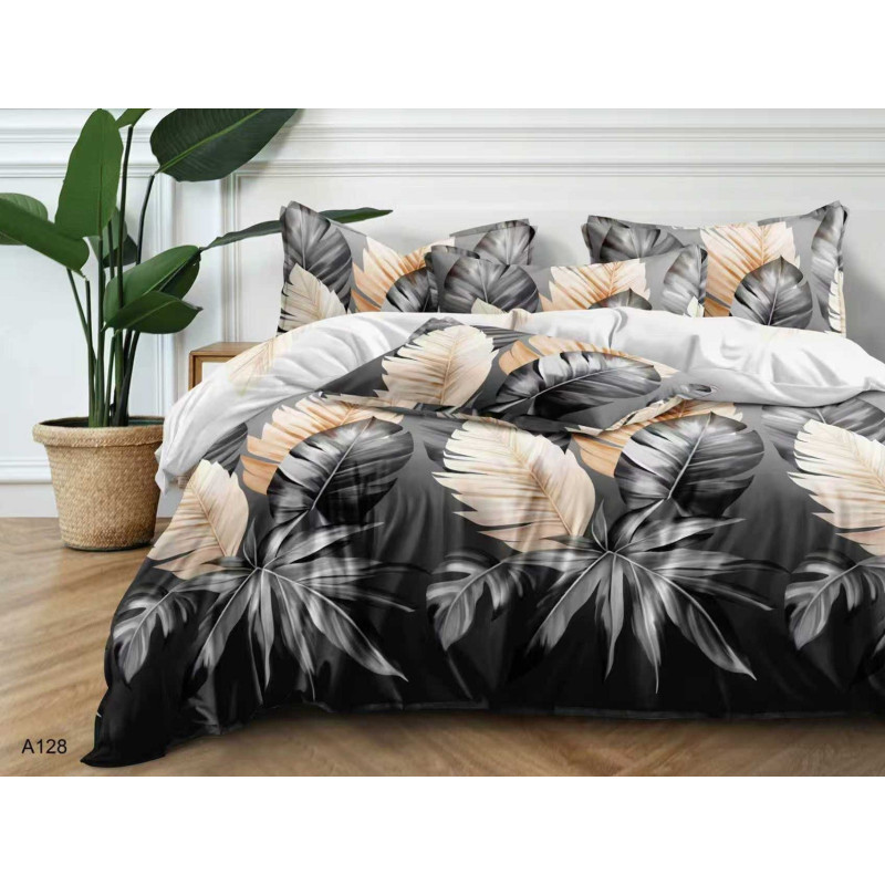 Pościel 3D Satyna Bawełniana 160/200 3cz Szaro Żółte Monstery