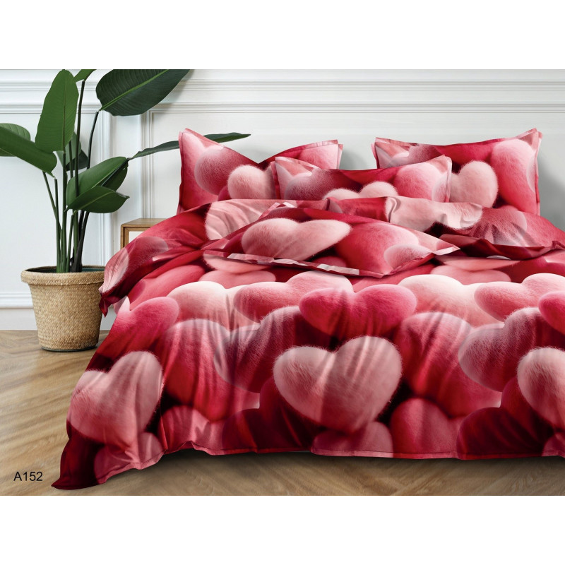 Pościel 3D Satyna Bawełniana 220/200 3cz Różowe Serca