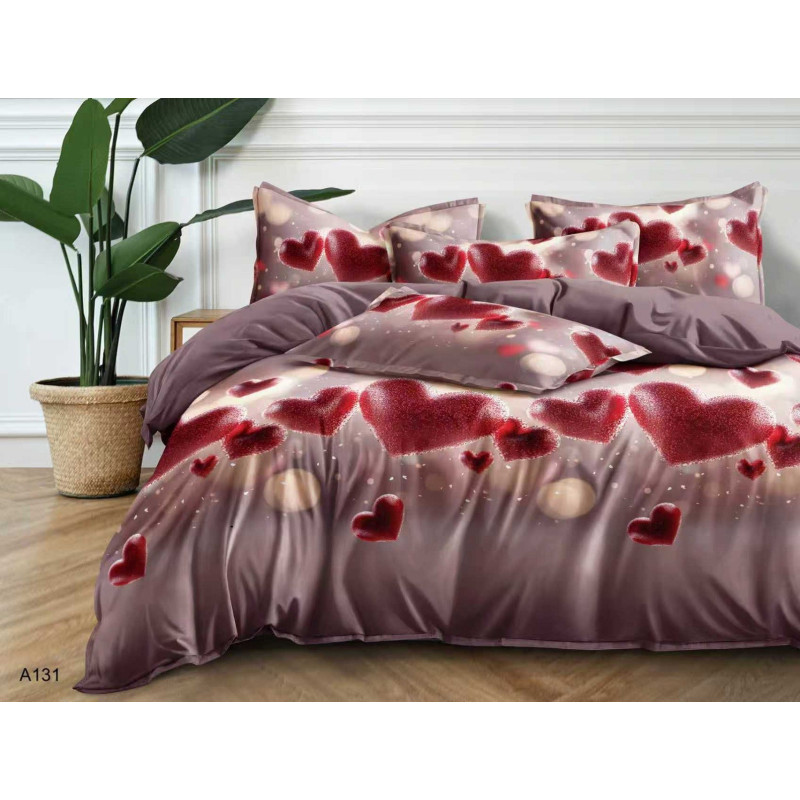 Pościel 3D Satyna Bawełniana 220/200 3cz Czerwone Serca