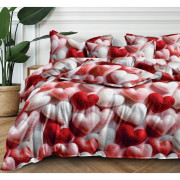 Pościel 3D Satyna Bawełniana 160/200 3cz Czerwone Serca