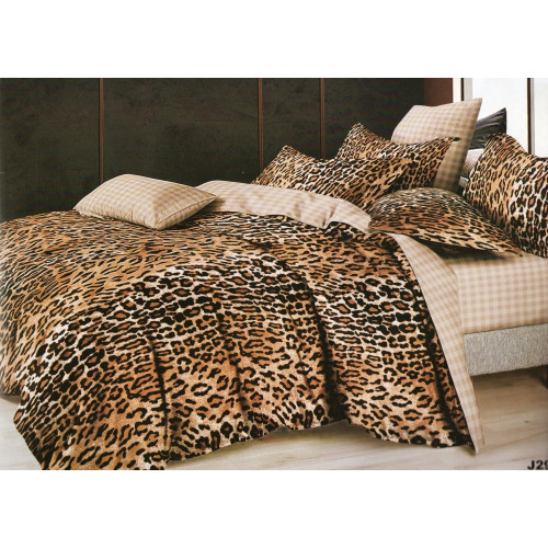 Pościel 3D Satyna Bawełniana 220/200 Z Prześcieradłem Panterka