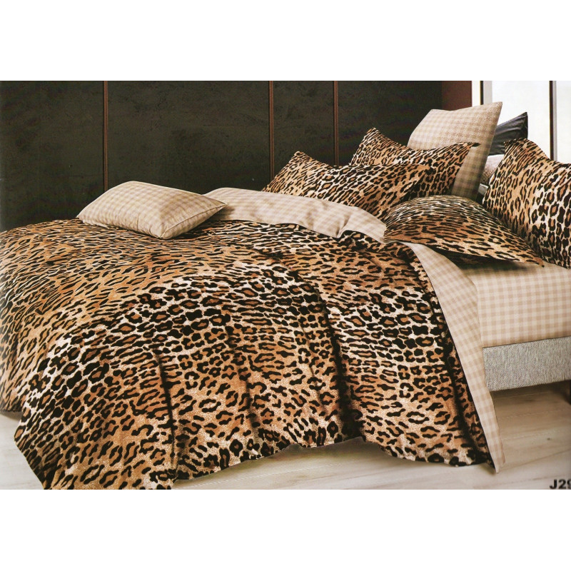 Pościel 3D Satyna Bawełniana 220/200 Z Prześcieradłem Panterka