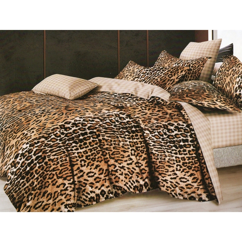 Pościel 3D Satyna Bawełniana 220/200 Z Prześcieradłem Panterka