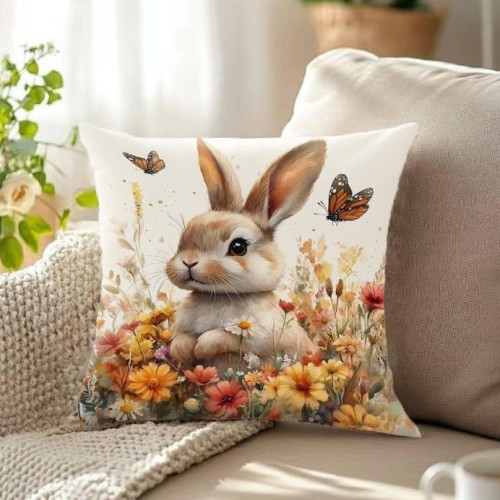 Poszewka Welurowa Świąteczna 40x40cm Kpl 2szt Wielkanoc Zajączek