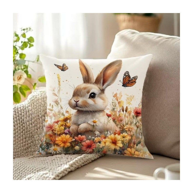 Poszewka Welurowa Świąteczna 40x40cm Kpl 2szt Wielkanoc Zajączek