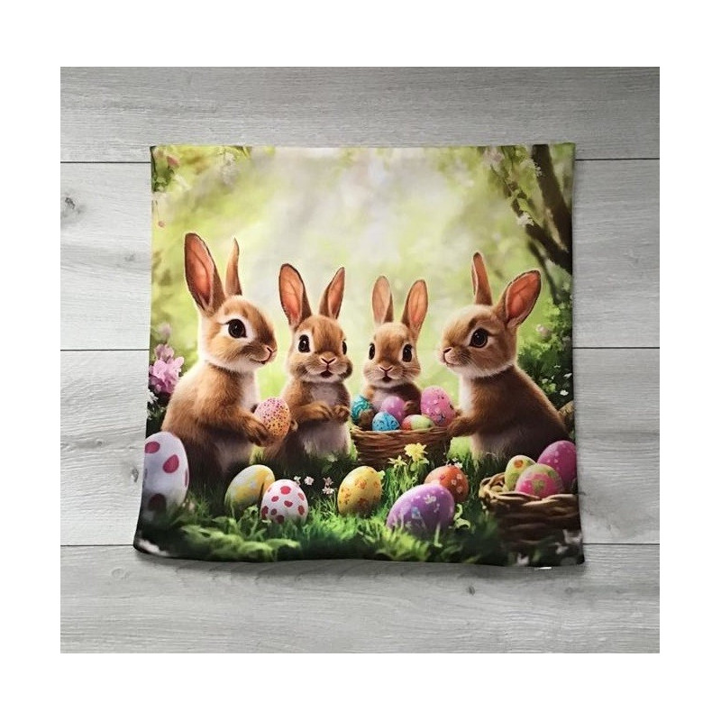 Poszewka Welurowa Świąteczna 40x40cm Kpl 2szt Wielkanoc Zajączki Pisa...