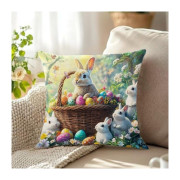 Poszewka Welurowa Świąteczna 40x40cm Kpl 2szt Wielkanoc Zajączki Pisan...