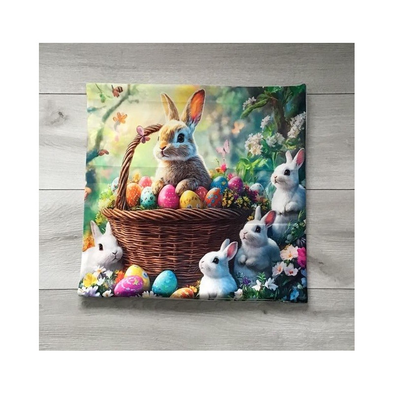 Poszewka Welurowa Świąteczna 40x40cm Kpl 2szt Wielkanoc Zajączki Pisan...