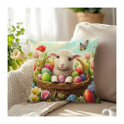 Poszewka Welurowa Świąteczna 40x40cm Kpl 2szt Wielkanoc Baranek Pisank...
