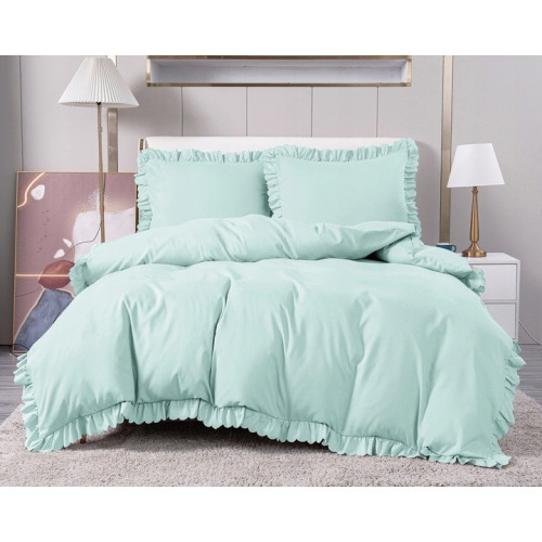 Pościel Z Falbanką Mikrofibra Cotton World 160x200 3cz Miętowa