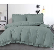 Pościel Z Falbanką Mikrofibra Cotton World 160x200 3cz Jasno Szara