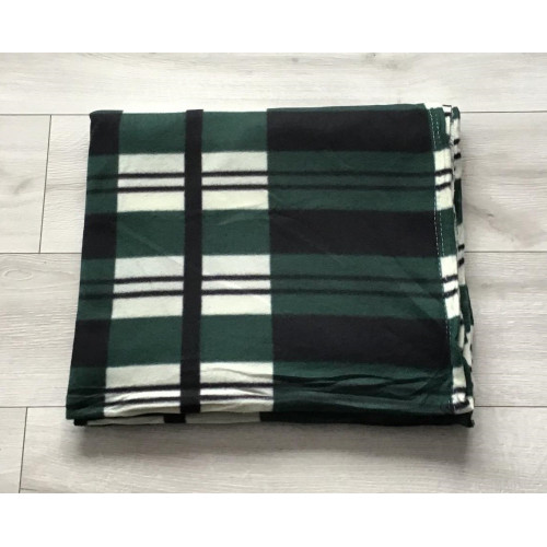 Koc Polarowy 220x200cm Krata Zielono Czarna