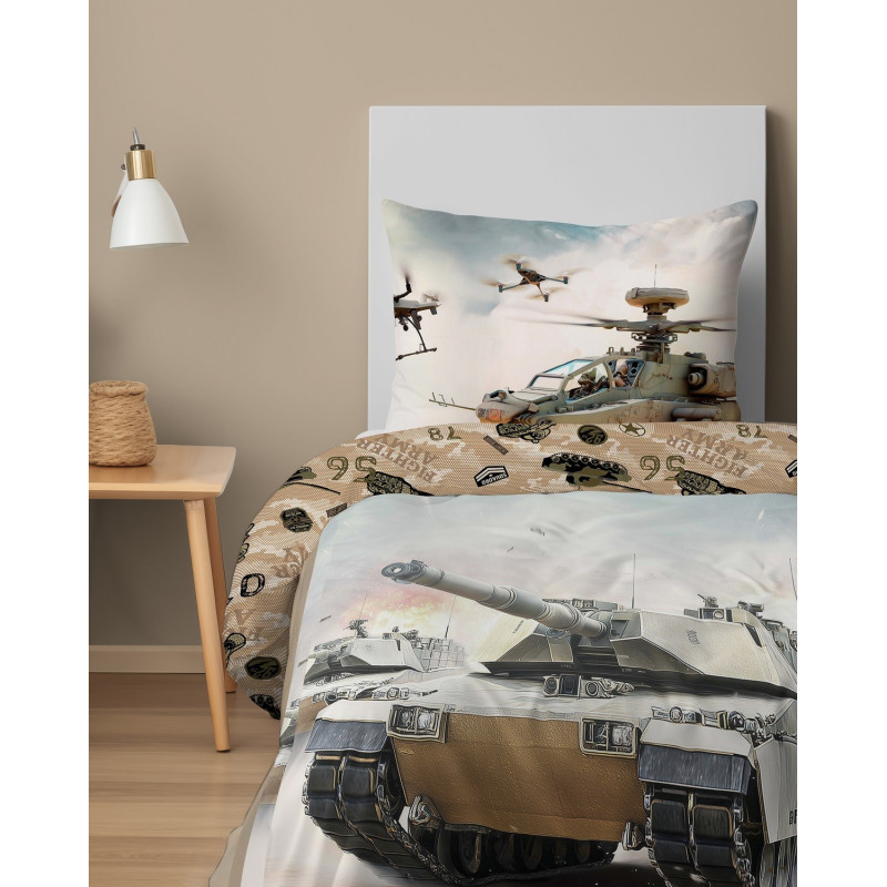 Pościel Młodzieżowa Detexpol 100% Bawełna 160/200 2cz Czołg