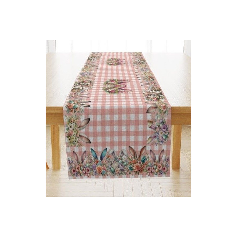 Bieżniki/Serwety Biało Różowa Krata Z Wzorem Świątecznym Wielkanoc Zaj..