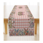 Bieżniki/Serwety Biało Różowa Krata Z Wzorem Świątecznym Wielkanoc Zaj..