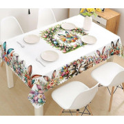 Obrus Biały Z Wzorem Świątecznym Wielkanoc Zajączki