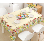 Obrus Kremowy Z Wzorem Świątecznym Wielkanoc Zajączki