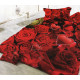 Pościel 3D Satyna Bawełniana 140/200 2cz Czerwone Róże Walentynki