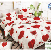 Pościel 3D Satyna Bawełniana 140/200 2cz Czerwone Serca Walentynki