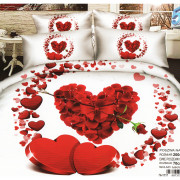 Pościel 3D Satyna Bawełniana 140/200 2cz Serce Walentynki