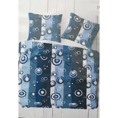 Komplet Pościeli Z Kory 100% Bawełna 220x200cm Niebieska Koła