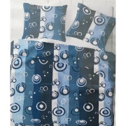 Komplet Pościeli Z Kory 100% Bawełna 220x200cm Niebieska Koła
