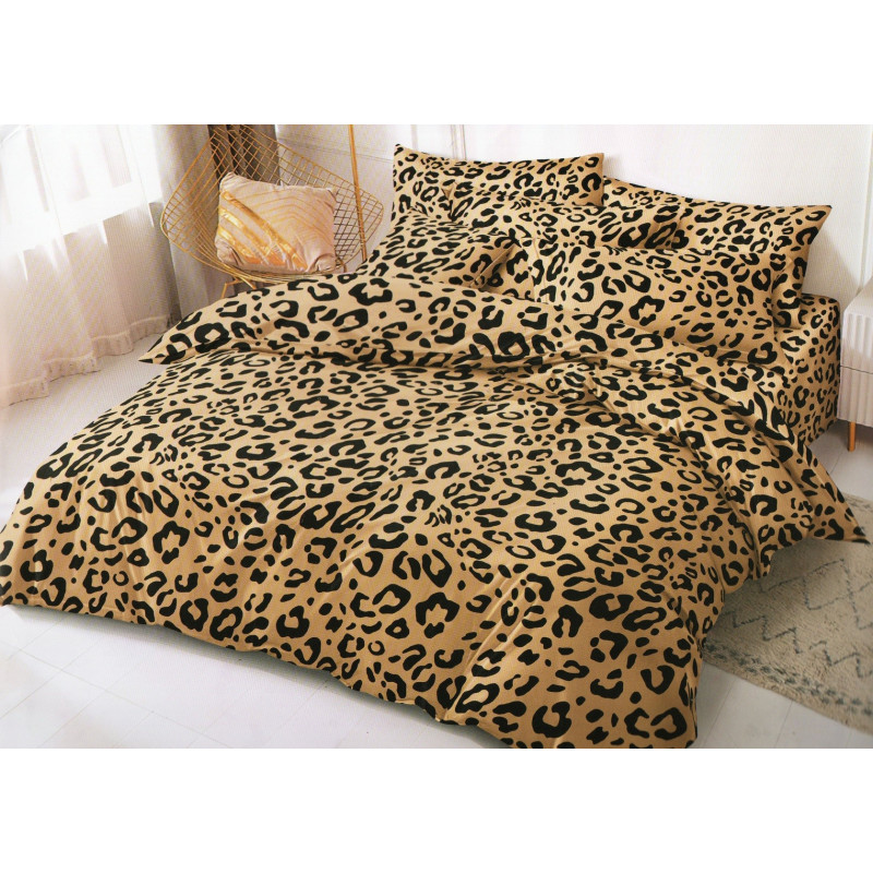 Pościel 3D Satyna Bawełniana 140/200(4cz) Z prześcieradłem Panterka