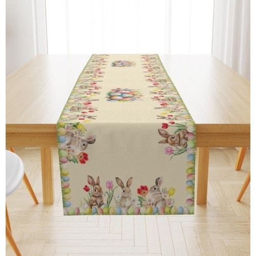 Bieżniki/Serwety Kremowe Z Wzorem Świątecznym Wielkanoc Zajączki