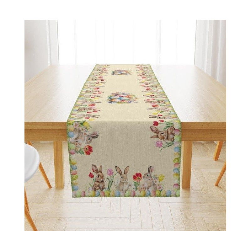 Bieżniki/Serwety Kremowe Z Wzorem Świątecznym Wielkanoc Zajączki