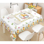 Obrus Biały Z Wzorem Świątecznym Wielkanoc Kurczaczki