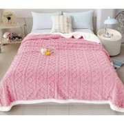 Koc Dwustronny Tłoczony/Baranek Mikrofibra 160x200 Pudrowy Róż