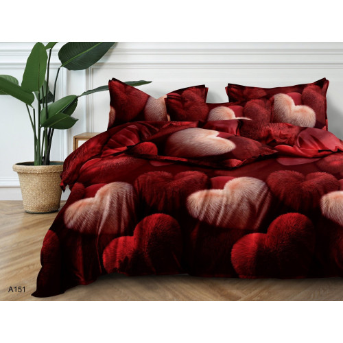 Pościel 3D Satyna Bawełniana 220/200 z Prześcieradłem Serca Walentynki