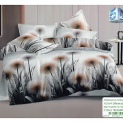 Pościel 3D Satyna Bawełniana 220/200 3cz Beżowe Dmuchawce