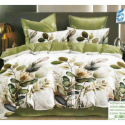 Pościel 3D Satyna Bawełniana 220/200 3cz Zielone Liscie
