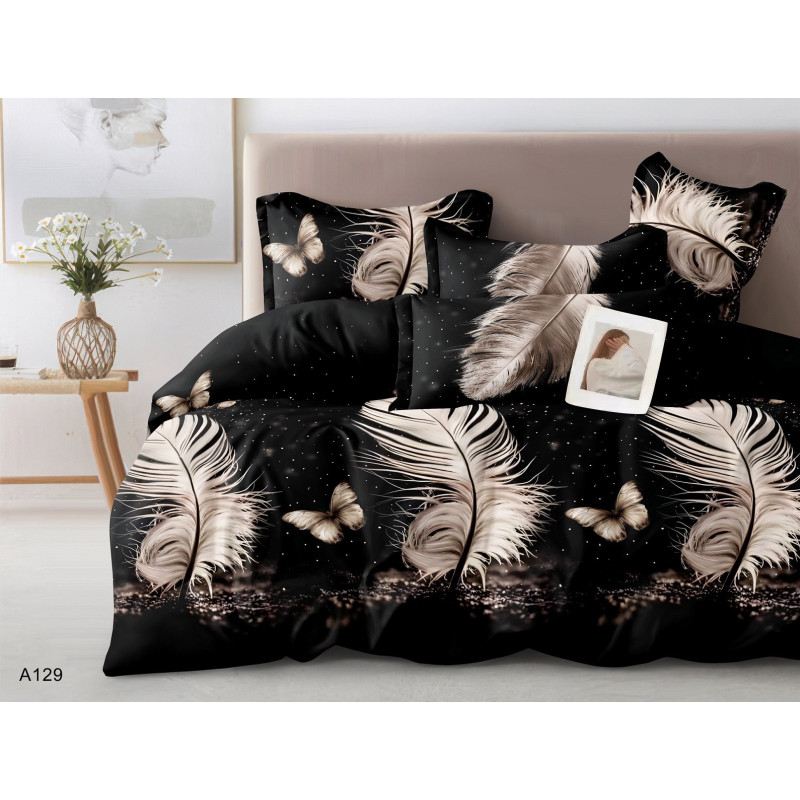 Pościel 3D Satyna Bawełniana 160/200 3cz Pióra