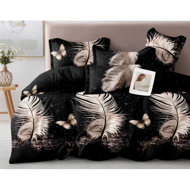 Pościel 3D Satyna Bawełniana 160/200 3cz Pióra