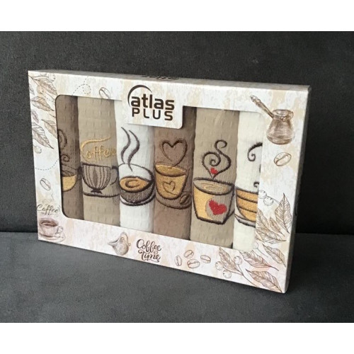 Komplet Ścierek Kuchennych Haftowanych 6szt Coffee